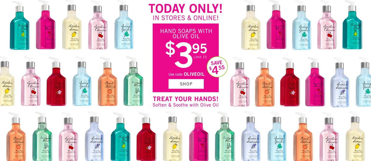 Shop_BCM's tweet photo. Take advantage of this great deal from Bath &amp; Body Works today only! https://t.co/3MNHH01siH