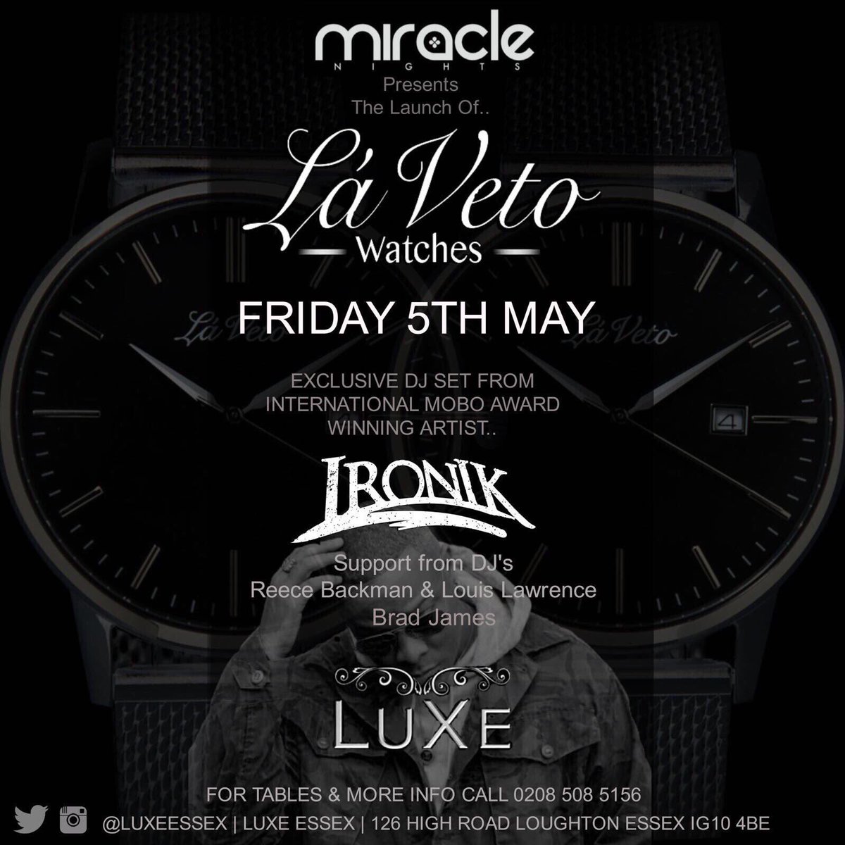 Shoutout to @laveto_watches for hooking us up, we can't wait to wear them! Join us for the launch event @luxeessex on the 5th May ✌🏼️#party