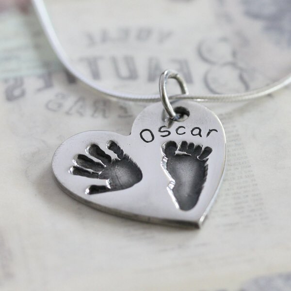 Hand and footprint pendant, available from hannahbanks.co.uk #giftidea #gift #keepsake #handprints #footprints #giftsforher #special