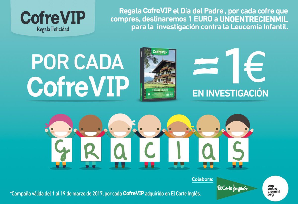 miguelangmendez's tweet photo. Compra este @CofreVIP para el #DiaDelPadre en cualquier @elcorteingles y ayuda a @unoentrecienmil a seguir investigando la leucemia infantil https://t.co/6GvVHm7S3y
