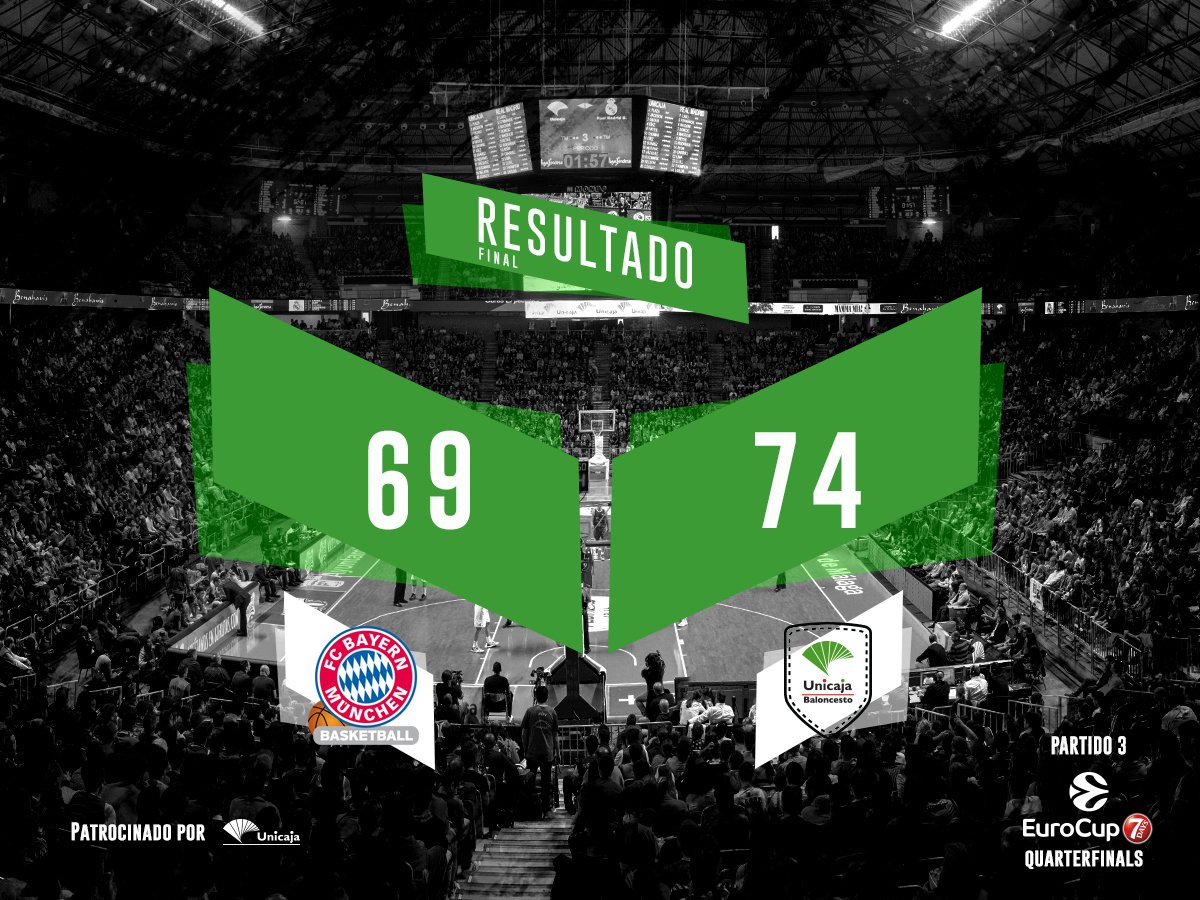 unicajaCB's tweet photo. 🏀¡¡LO HICIMOS!!  Remontamos la eliminatoria a @fcb_basketball y nos metemos.... ¡EN SEMIS @EuroCup!💚💜💪🏆 #TodosJugamosEnMunich #UnicajaLive https://t.co/t4mmOvc9PB