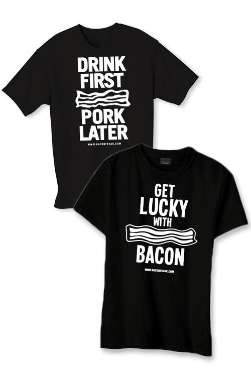 baconcandy's tweet image. Show your #bacon love by sporting our "Drink First Pork Later" or "Get Lucky w Bacon" designs on St Patty's Day: yhoo.it/2n7sM2H