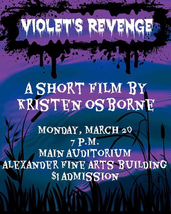 CUPRworkshop's tweet image. "Violet's Revenge" by Kristen Osborne shows right after we get back from break, Monday, March 20 at 7 P.M. Don't miss it!