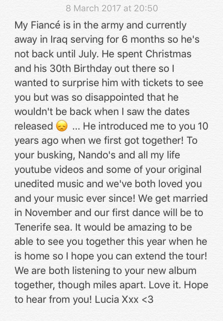XLou2401X's tweet photo. .@edsheeran PLEASE tell me you're extending your tour dates!!! See below for sob story!!!! ❤️😂😭 https://t.co/RErayTnId2