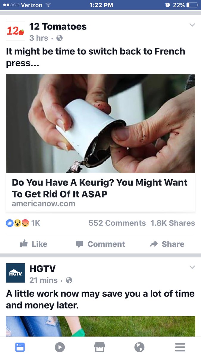 jscomeaux's tweet photo. This was in my FB feed minutes after my tweet. Creepy or is French press stalking my social media #hmmm https://t.co/Hb6fo9lGAX