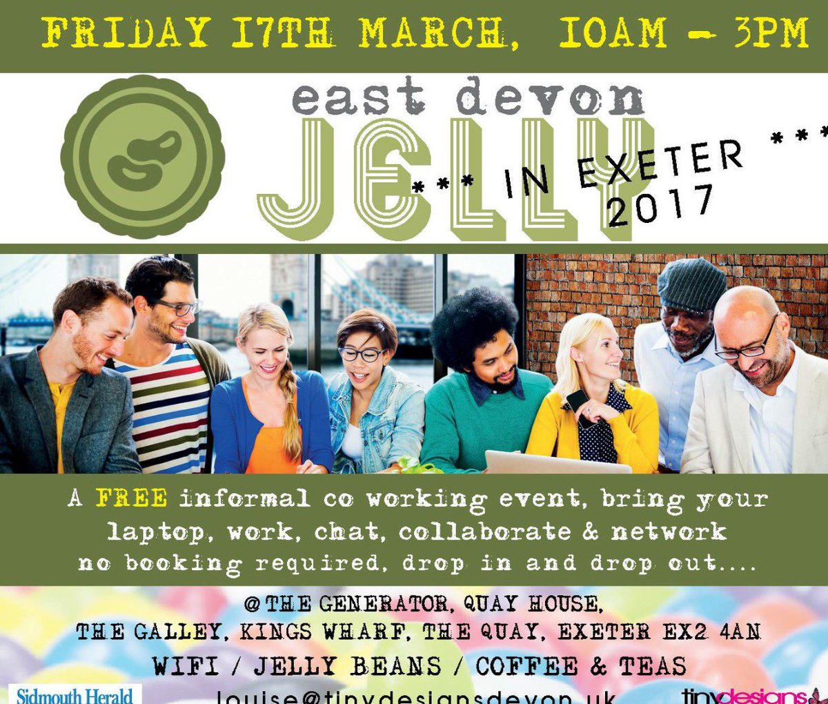 EastJelly's tweet photo. Exeter East Devon Jelly **NEXT week
#networking #coworking #collaborating #freejellybeans @GeneratorHub @EDevon4Business https://t.co/AKO5SoBuVs