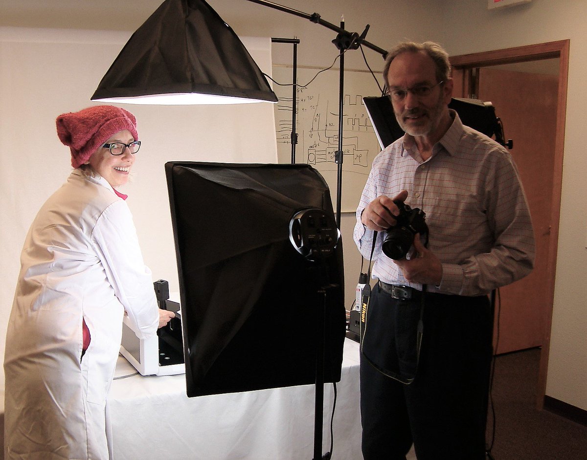 QuantumNW's tweet image. #InternationalWomensDay @QuantumNW , where the "models" being photographed are scientific instruments, the women work help run the company.