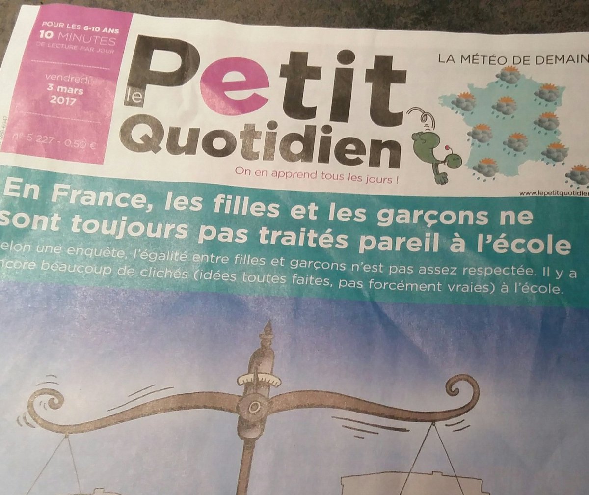 TwittMikler's tweet photo. Belle initiative @petitquotidien pr les enfants reçu pdt la semaine de #JourneeDesDroitsDesFemmes : un état des écarts #egalitefemmeshommes https://t.co/gVCGNtBPaC