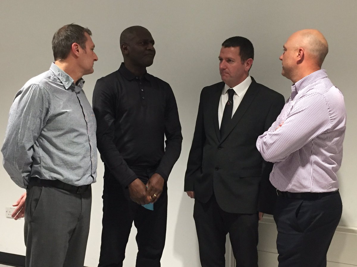 Sara79Storm's tweet photo. @stormygraeme @MBENick &amp; Gary Bennett @BTBCoaching with Mr Evans @ThorpAcademyEPP launch evening #inspire #giveback #togetherweachieve https://t.co/4vX9sT9zzB