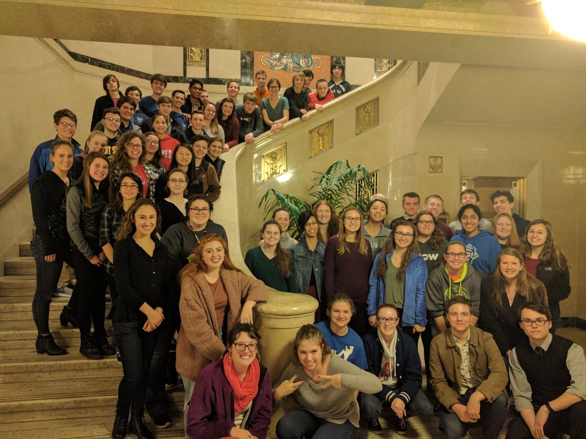 AWHSBand's tweet photo. AW Symphonic Winds tour of the Ohio Supreme Court building in Columbus. https://t.co/1JYK5eNjb0