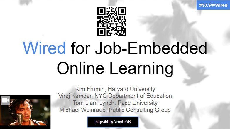 mweinraub87's tweet photo. Happy to share the deck for our #sxswWired session on job-embedded online #teacherPD. https://t.co/QMyAYNYkVd Let's keep talking #SXSWEdu https://t.co/eHqV3ghtDh
