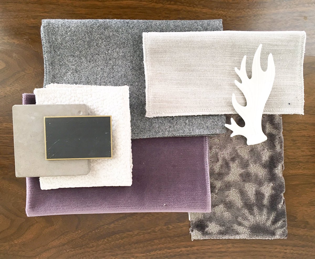 Designs_AV's tweet photo. This palette for the living room for our #BlueRidgeResidence has us jumping for design joy! #AVDesigns #InteriorDesign #PatternAndTexture https://t.co/vGrcw8B5eA