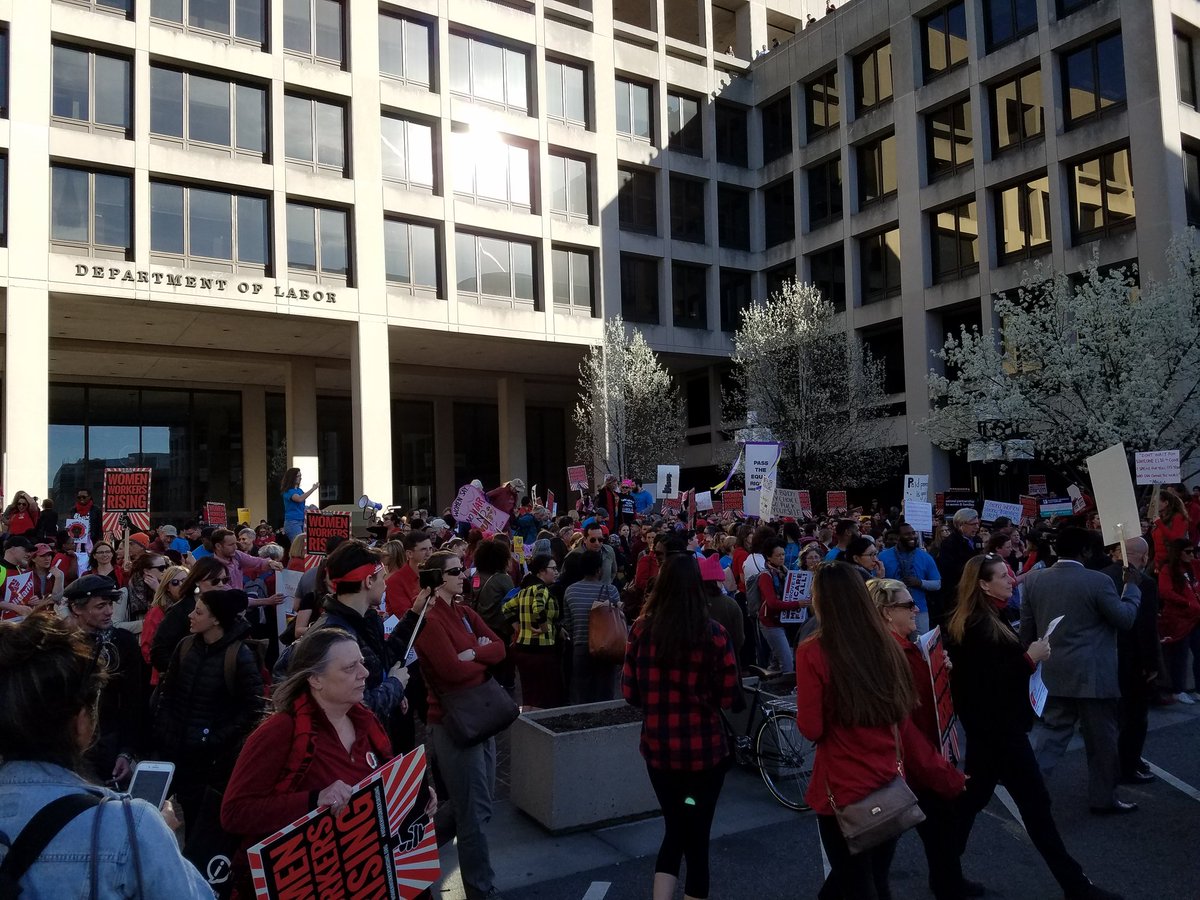 laborj20's tweet photo. Workers rising up against the predator-in-chief. Women's labor sustains the world. #InternationalWomensDay #womensstrike #RESIST https://t.co/L7gMTbEc94
