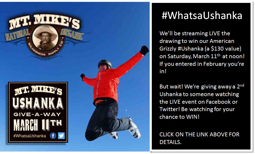 Mt_Mikes's tweet photo. Watch Sat (3/11) at noon for LIVE STREAMING event #WhatsaUshanka drawing for lucky winner Click here for details https://t.co/ud7B2uSypI https://t.co/nX5KGhszMI