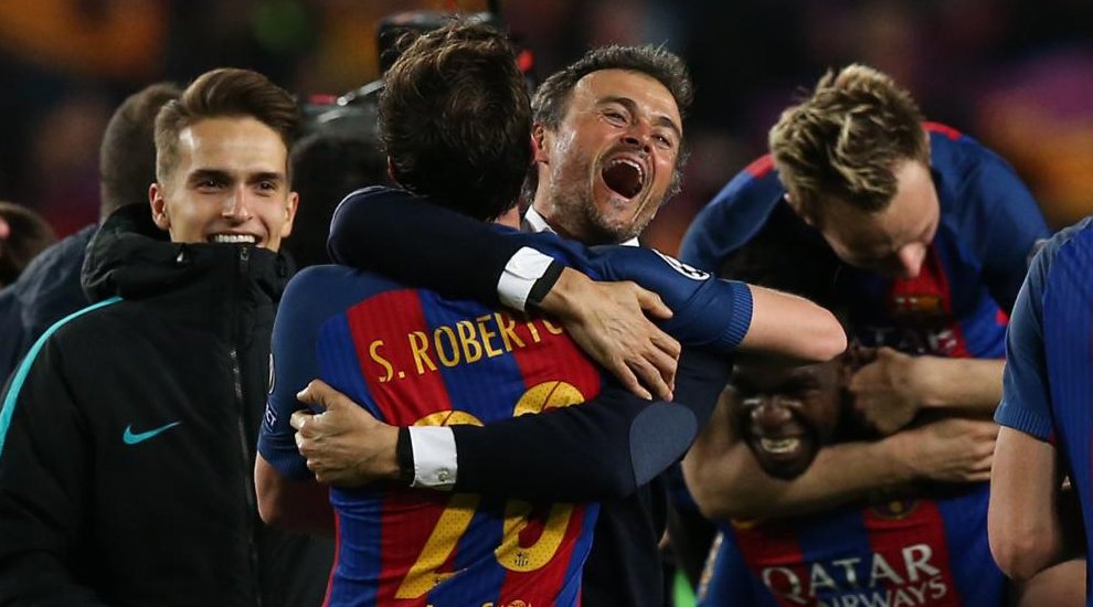 marca's tweet photo. Luis Enrique, radiante de felicidad: "Esto va dedicado a los que creyeron en la remontada desde el día del 4-0" https://t.co/192esymS9m https://t.co/ivgCDxPZev