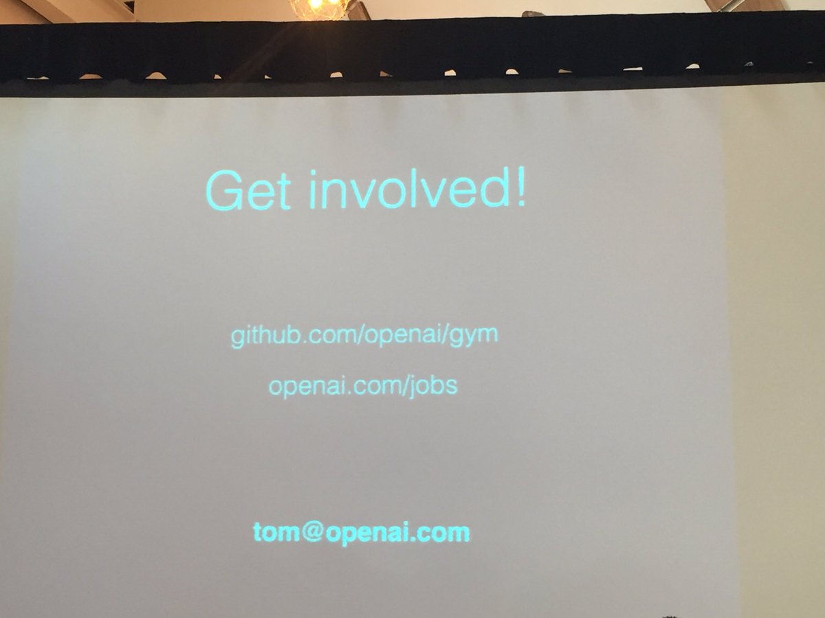 Naunetta's tweet photo. Want to play with training intelligent agents? Check out gym from #OpenAI #AIByTheBay https://t.co/8EXhC8LQuD