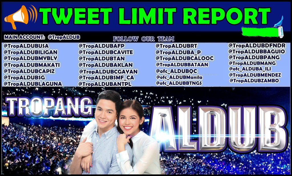 TropALDUB's tweet photo. Tweet Limit Report mga katropa😉

#ALDUB86thWeeksary https://t.co/yCbfWXPCFZ