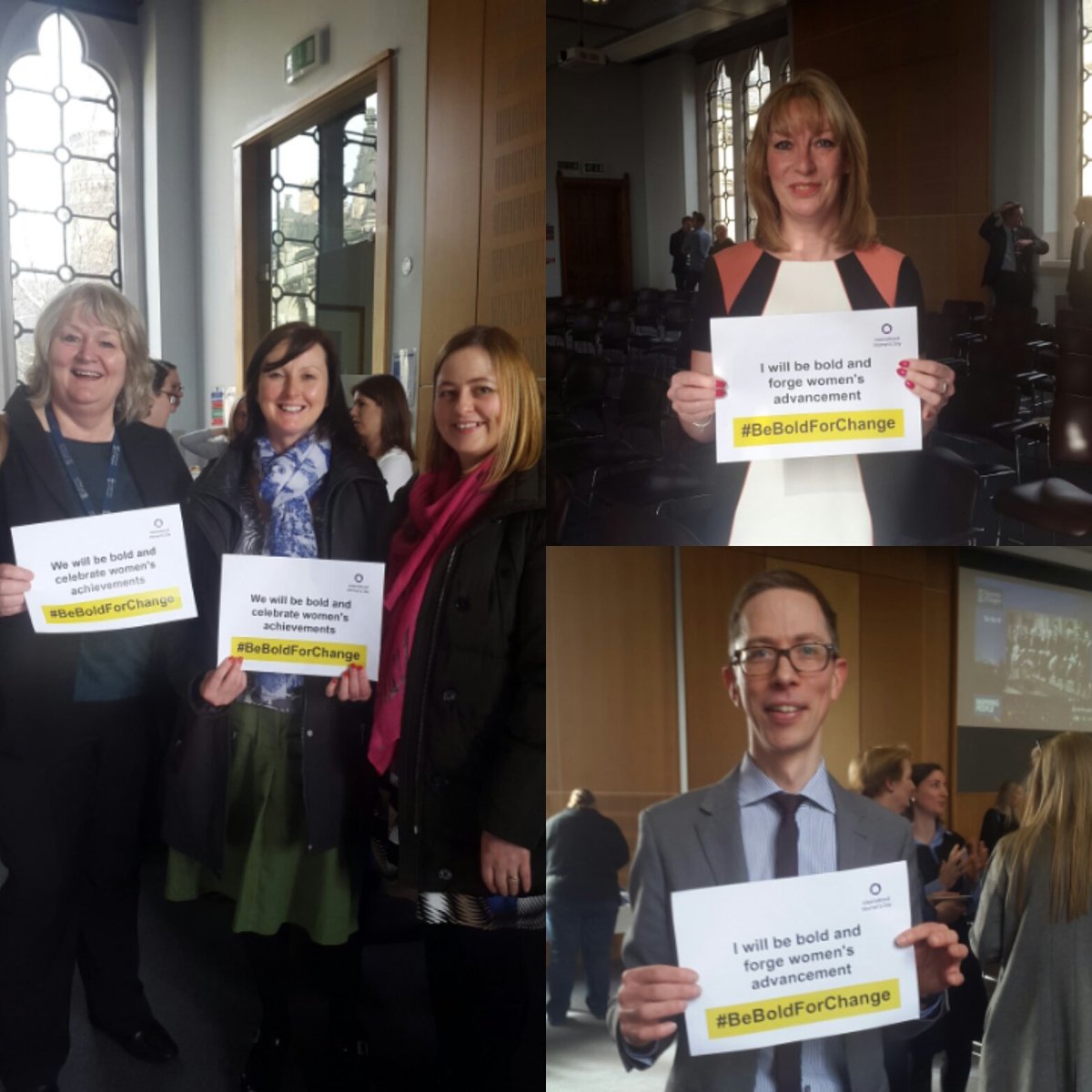 Member of staff from HR and Principal's Lodgings make their declarations to #BeBoldForChange What's  yours?