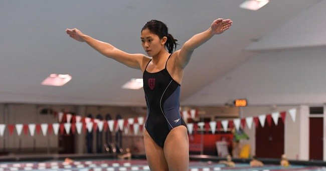 harvardcrimson's tweet photo. Jing Leung, of @HarvardSwim, Repeats as Zone A Platform Dive Champion https://t.co/OYhvPKCfjw #GoCrimson https://t.co/C8ZdRCJVsh