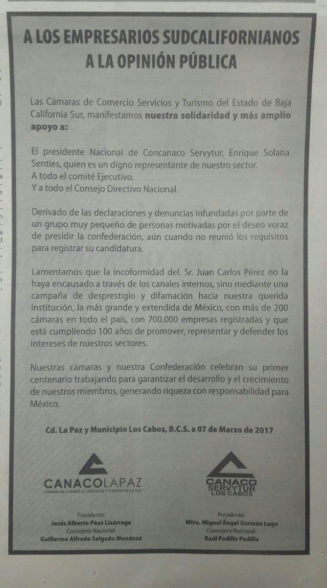 CONCANACO's tweet photo. Agradecemos a @canacolapaz y @canacocabo por sus muestras de apoyo a través del diario, Sudcaliforniano. #HablemosyActuemosBienXMx https://t.co/Ou5sI8Mrbi