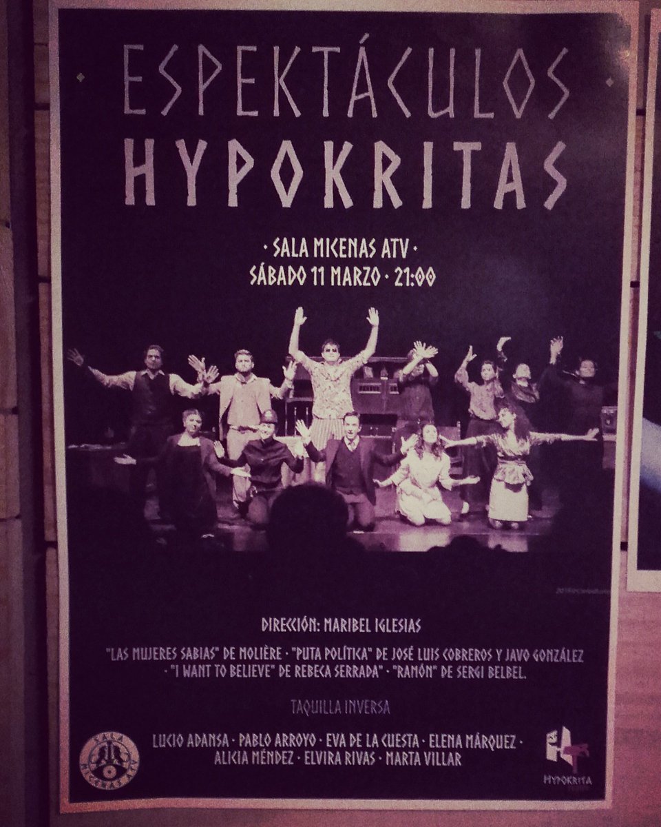 ElviraRivas_'s tweet photo. ¡Actúo el sábado en la  @SalaMicenasATV con #EspektáculosHypokritas de @HypokritaTeatro! https://t.co/SF20fZW8tc