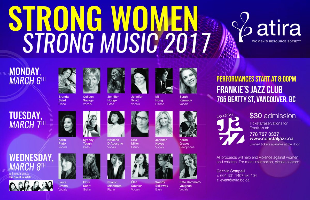 karinplatomusic's tweet image. Happy International Women's Day!  SWSM concert  @FreeOfViolence  @FrankiesJazz #jazzwomen #atira #swsm with special guests @sweetscarlettes
