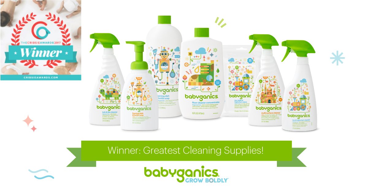 Babyganics's tweet photo. Thanks to your votes, our little family of plant-based cleaners are big @cribsies winners. High fives all around! 💚 https://t.co/Cx9fTU1hvl https://t.co/wOn4c87fK5