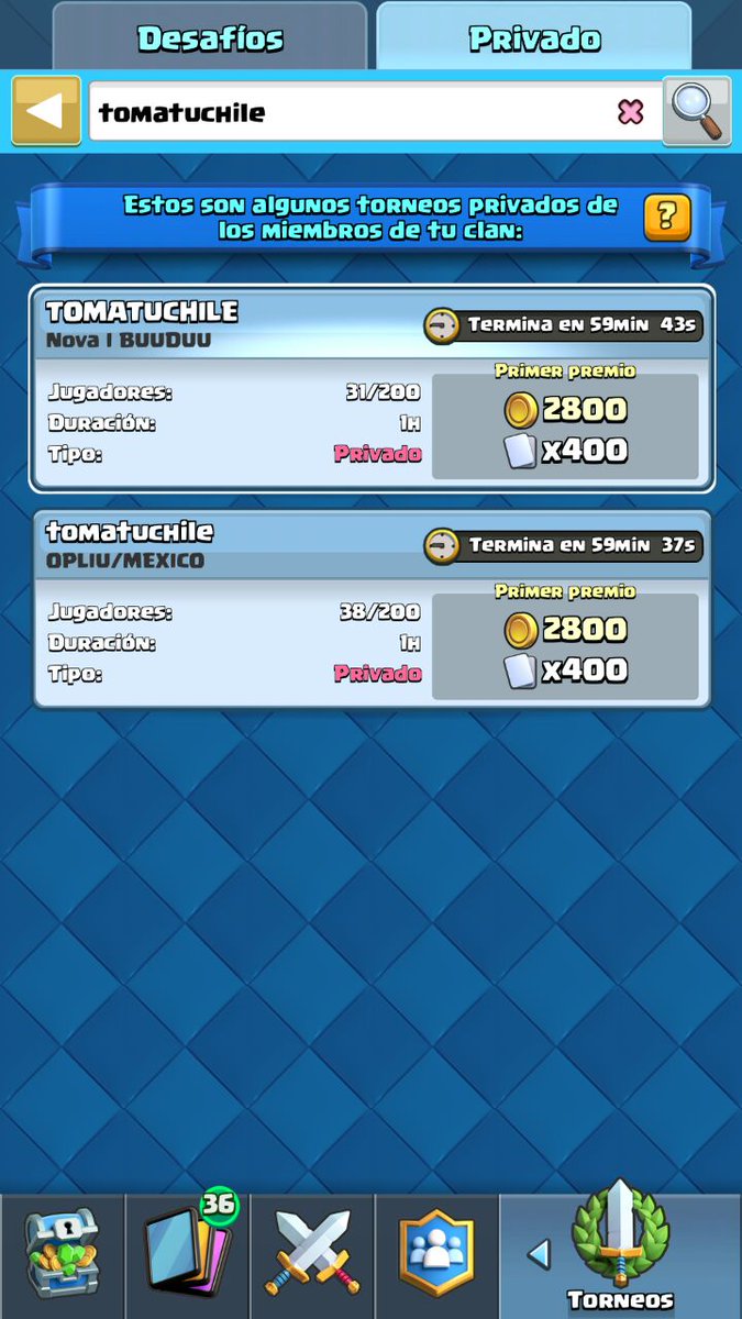 Torneos para sacar al mejor de los 2 clanes