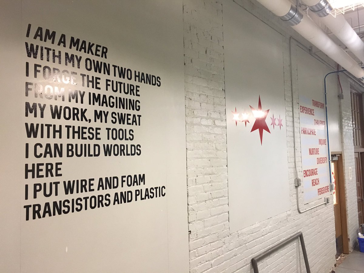 fifthstar_maker's tweet photo. Our maker manifesto mural is being installed, come out tomorrow and see it completed along with other DIY activities to engage in #makers https://t.co/3KopcJSUFg