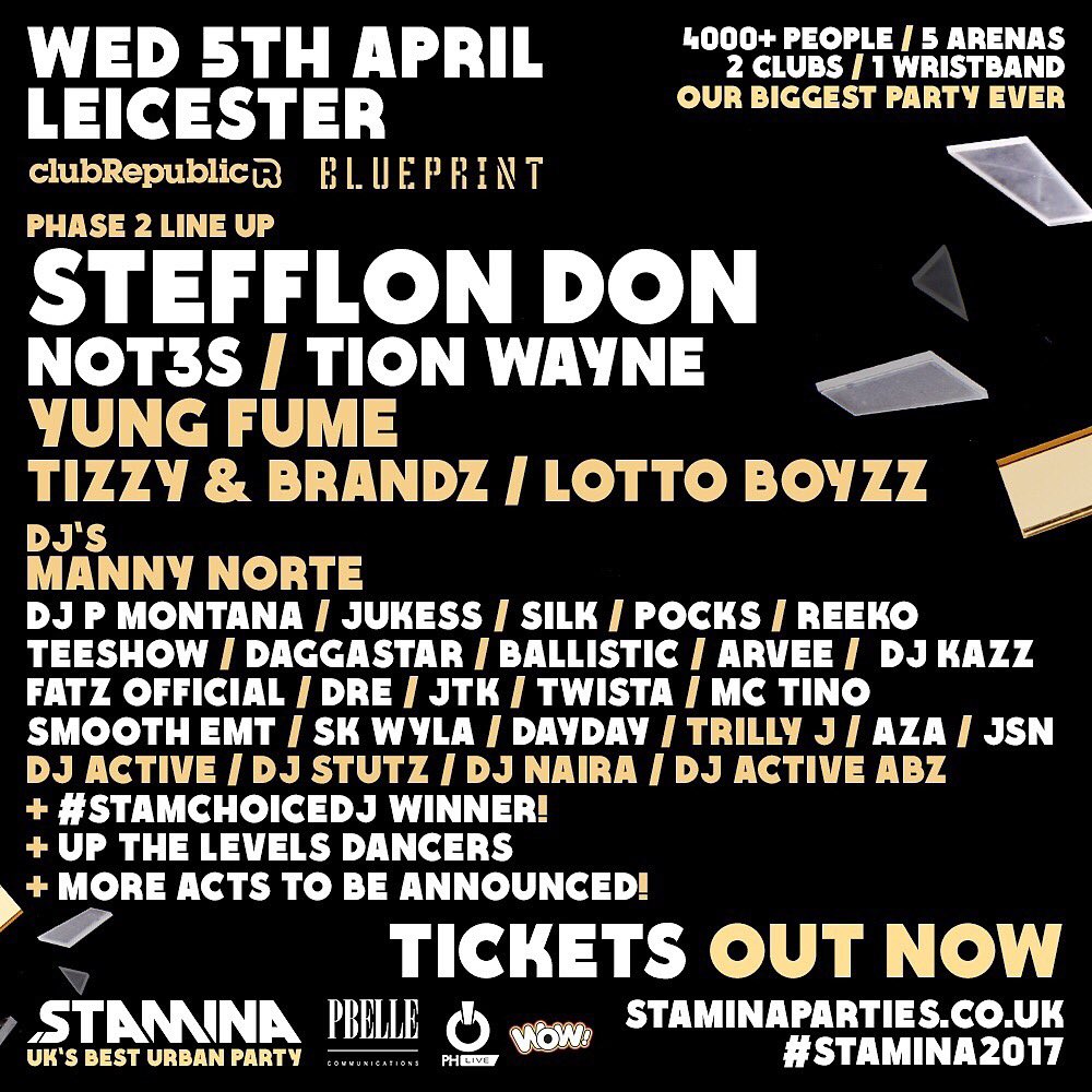 kumani_atkinson's tweet photo. 2nd BATCH ON SALE!!!
https://t.co/DzL12N4rnh
15% discount Code: REP15
OFF ANY TICKET!!
#stamina2017 #rnb #bashement #grime #afrobeats https://t.co/oI4ESc6MnQ
