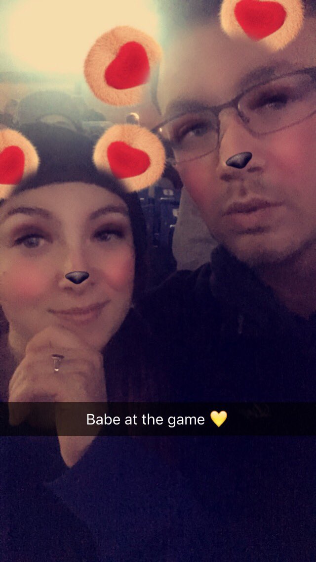 rebeccalutwick's tweet photo. Wildcats need to go home!! So far it's 5-0! So happy you took me to the game babe 💛😘 #ProtectTheBridge https://t.co/w76SVLuUaC