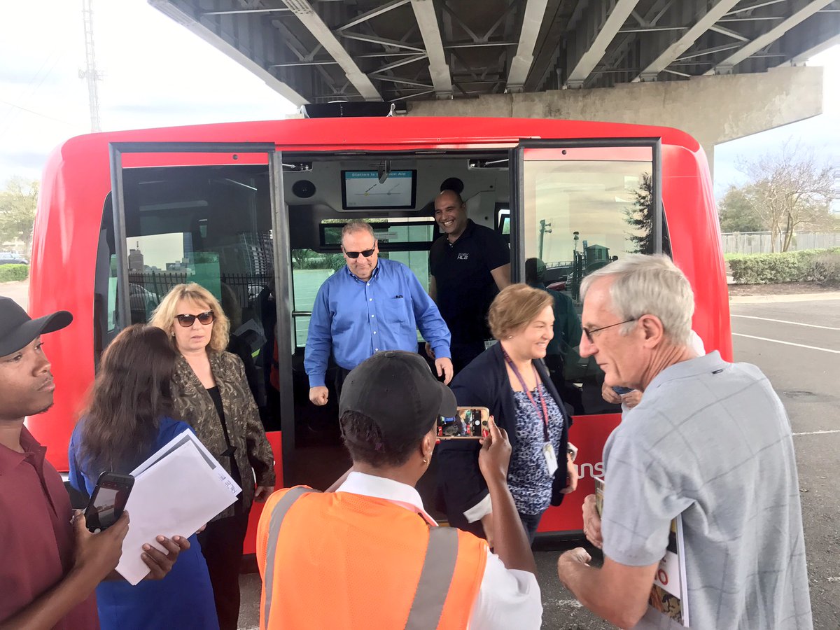 jakegordon's tweet photo. Great ride in a very cool @transdev automated vehicle at @JTAFLA event at @IntuitionAle. We need these in #DTJax as part of the new #Skyway! https://t.co/ZlLNkeKOa0