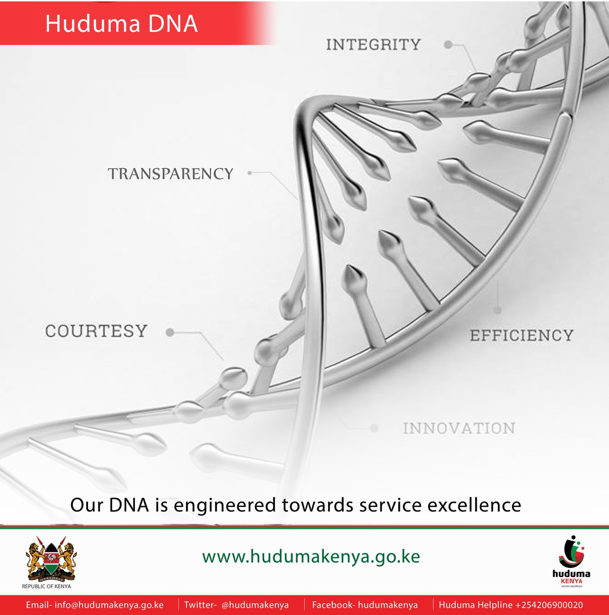 HudumaKenya's tweet photo. Our DNA is engineered towards service excellence. Visit a Huduma Centre near you and #ExperienceServiceExcellence #HudumaKE https://t.co/iCBZXSUYIM