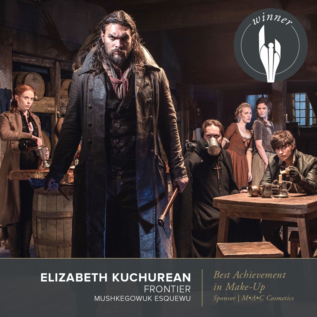 For Best Achievement in Make-Up, the award goes to Elizabeth Kuchurean @Ekuchurean for <a href="/FrontierSeries/">Frontier </a> @DiscoveryCanada #CdnScreenAwards