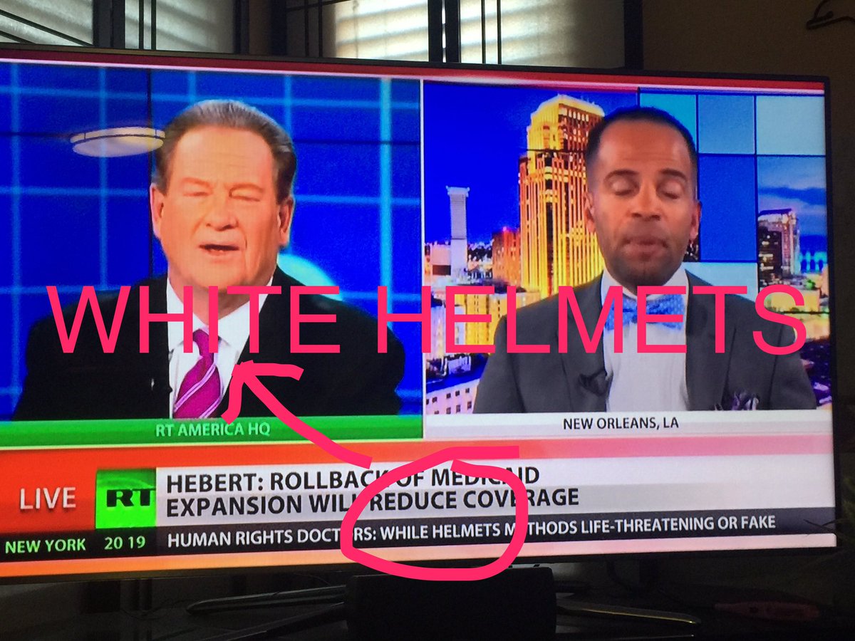 DonDBean's tweet photo. @RT_America fix your #lowerthird  it's #whitehelmets not "While Helmets" https://t.co/fkGJCChZz8
