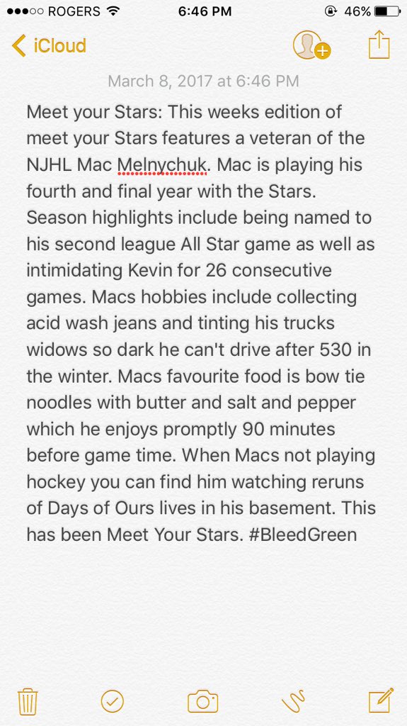 NezNorthstars's tweet photo. Meet Your Stars: Mac Melynchuk https://t.co/g3wadKbsD2