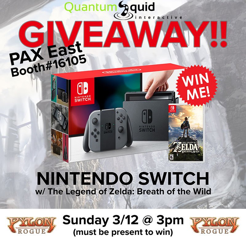 QuantumSquidDev's tweet photo. We are giving away a #nintendoswitch @ #PaxEast2017 #QuantumSquidDev booth#16105! Come by and play our #PylonRogue game for a chance to win. https://t.co/dw3tx1aQhB