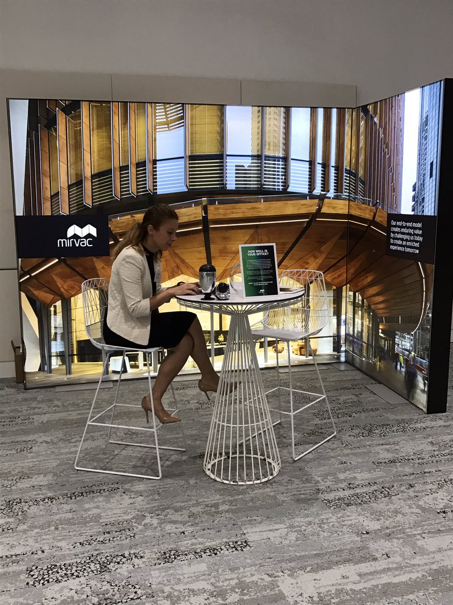 Hello from #Worktech! Come see us at the <a href="/Mirvac/">Mirvac</a> booth and hear GM of Workplace Experience, <a href="/paul_mirvac/">Paul Edwards</a> chat about #smartprecincts.