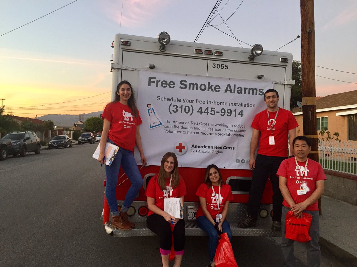 RedCrossLA's tweet photo. #cutoutclara spotted again! This time with #RedCross volunteers in Rosemead, securing smoke alarm installation appointments! #redcrossmonth https://t.co/5WWfezR3gj