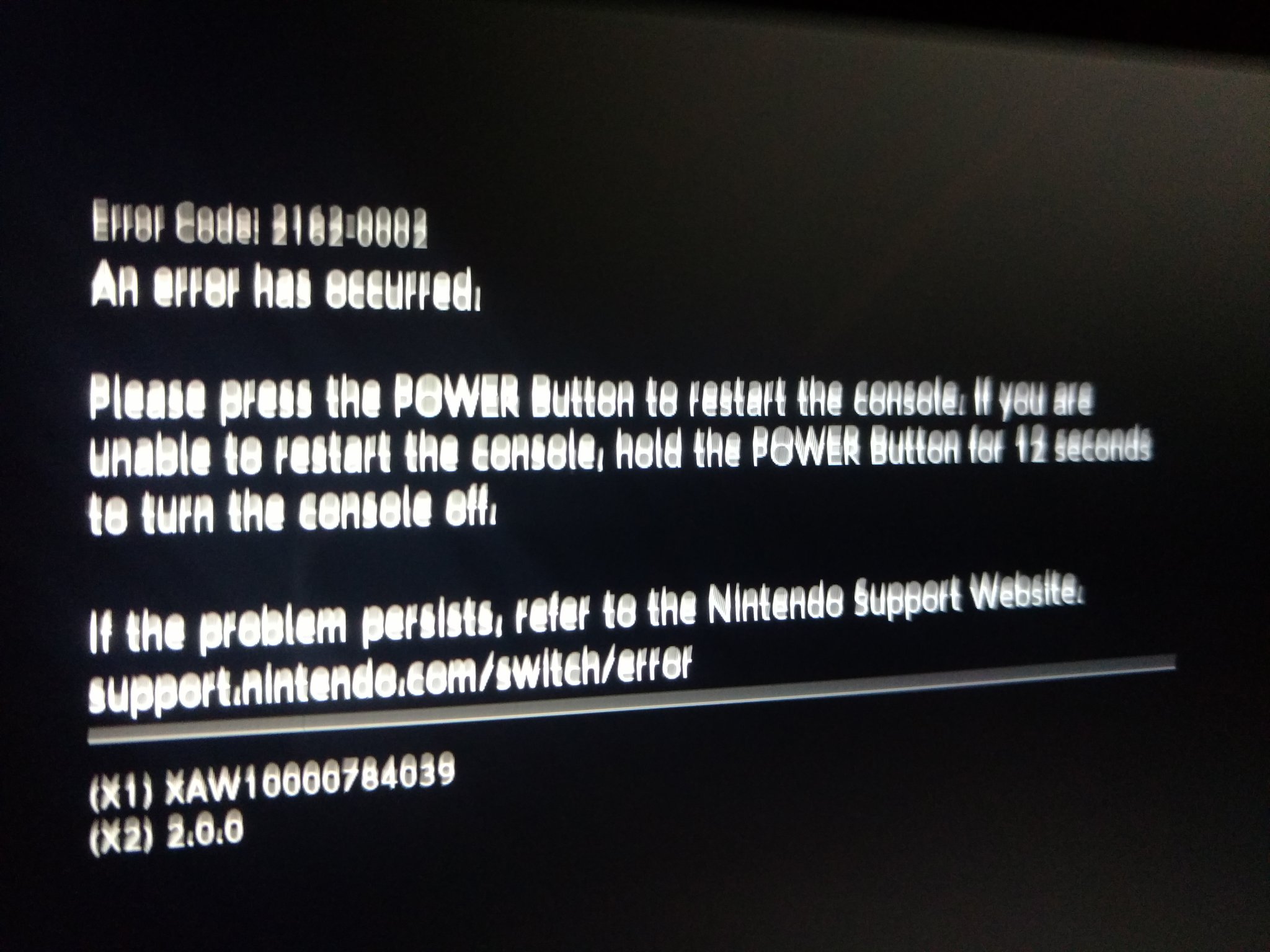 manual fuegos artificiales álbum Luxurious Chaos on Twitter: "My #NintendoSwitch just crashed. Error code  2162-0002. 1st crash since I purchased the console on launch day. No issues  starting it back up. https://t.co/ANonix77DT" / Twitter