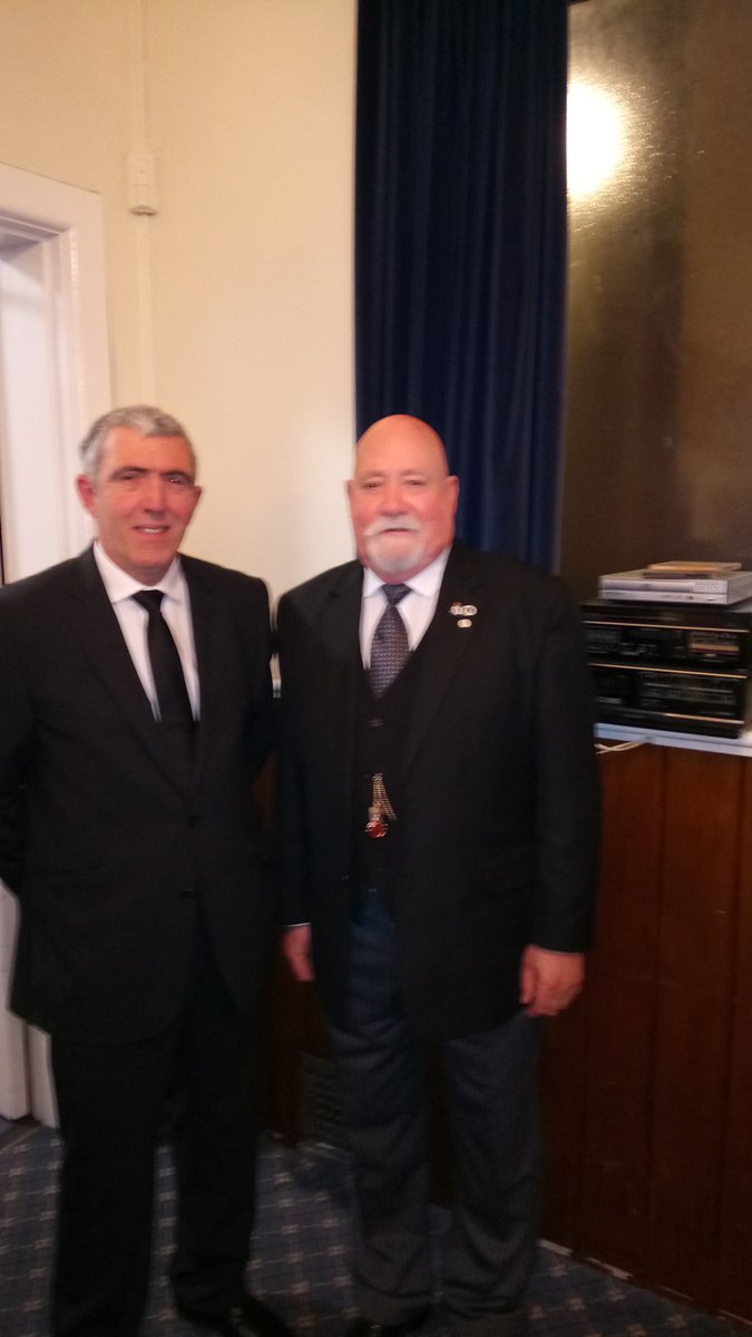 Bro Alan Payne our new Amphibian about to make his entrance to the festive board in the company of our WM.Congrats Alan and well done Terry