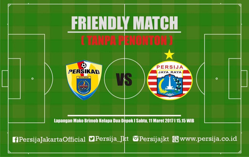 Persija_Jkt's tweet photo. Laga Uji Coba Persikad-Persija, Sabtu (11/3) akan digelar TANPA PENONTON. #Persija #UjiCoba https://t.co/q8wxcqCqUs