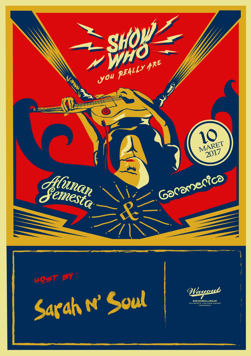 Let's find out what's behind their songs!
Friday 10th '17 at @wayoutrocknroll
start from 5pm 
Perform by <a href="/AlunanSemesta/">Alunan Semesta</a> &amp; @garamerica_id