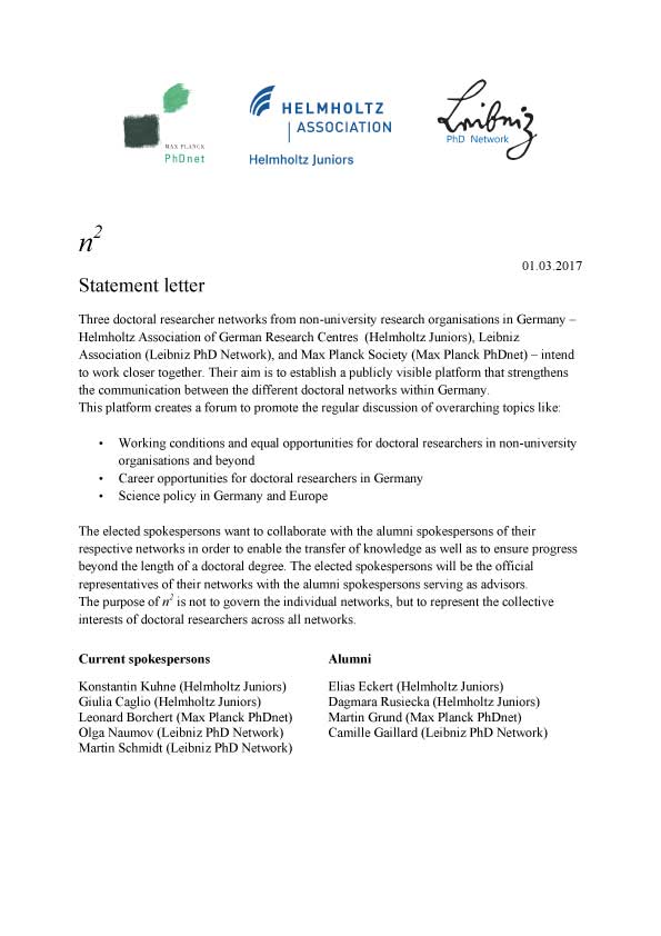 HelmholtzJrs's tweet image. The N^2 Network is born: a collaboration between #PhDnet, #Leibniz_PhD_Network and #HelmholtzJuniors! Looking forward to amazing times!