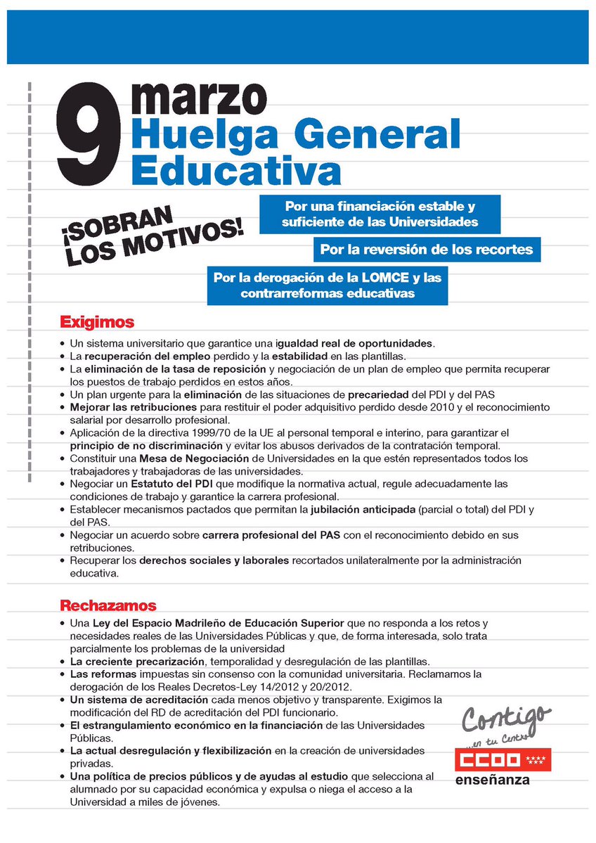 emparpm's tweet photo. #YoVoy de #HuelgaGeneralEducativa por estos motivos, tu tendrás los tuyos, compartelos, difunde, convence y súmate a las movilizaciones https://t.co/PZgpenNCPv