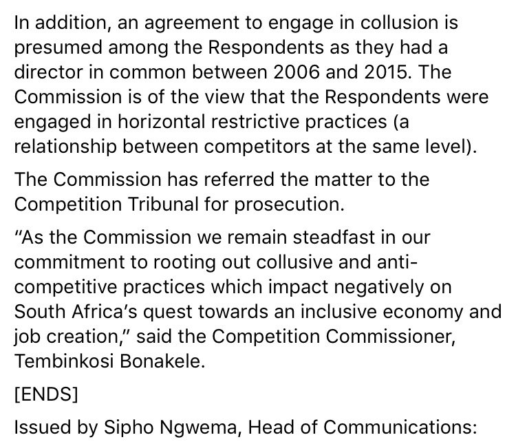 AndiMakinana's tweet photo. The Competition Commission on the colluding recruitment companies. https://t.co/5u6ELK4nmp
