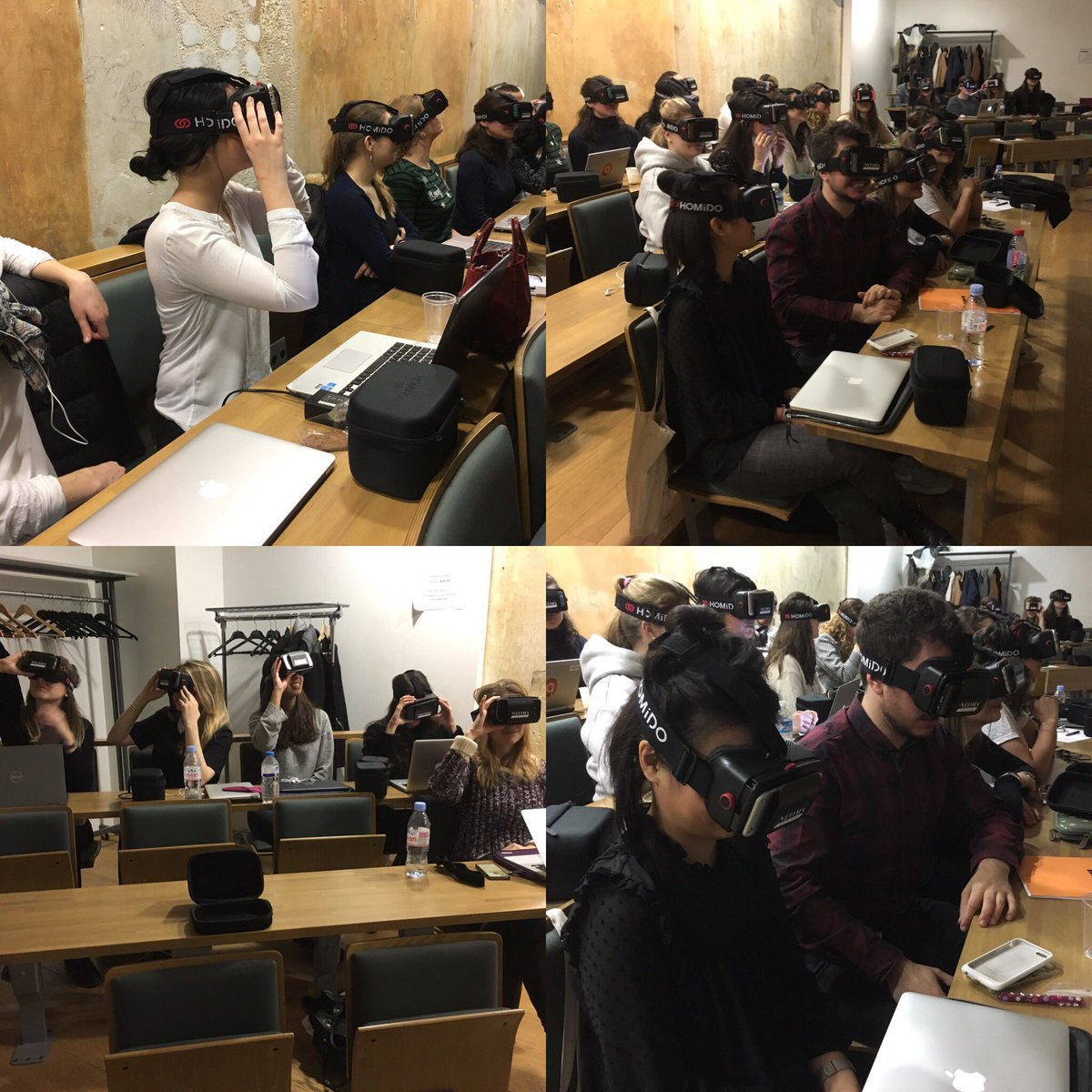 AlainGoudey's tweet photo. Ceci n'est pas une réalité virtuelle ! Cours de com en MS à @NEOMAbs ! #VR #EdTech #education #futur @Temassue https://t.co/UsDO3xYPMg