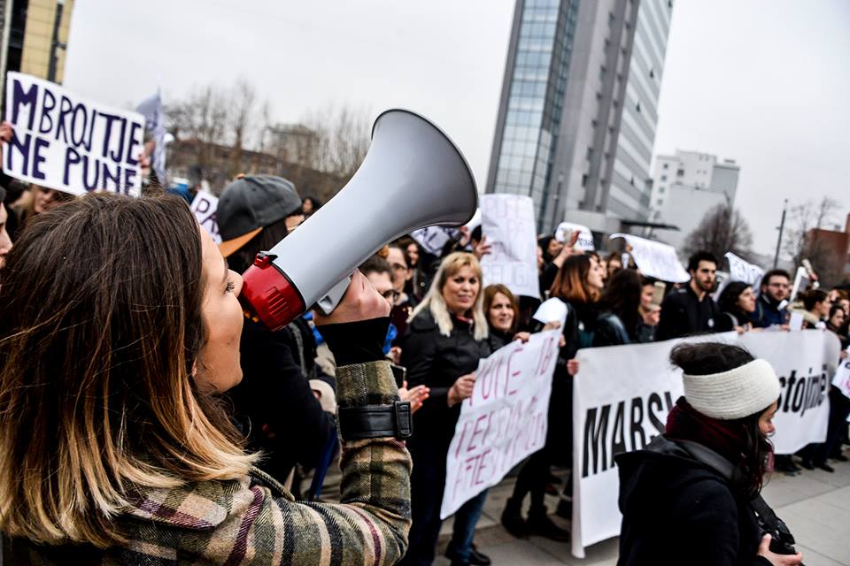 KGSCenter's tweet photo. Pictures from yesterday's march. In #Kosovo, we didn't celebrate, we MARCHed! #InternationalWomensDay #Prishtina #8MARCH2017 https://t.co/7qdRqrVT8c