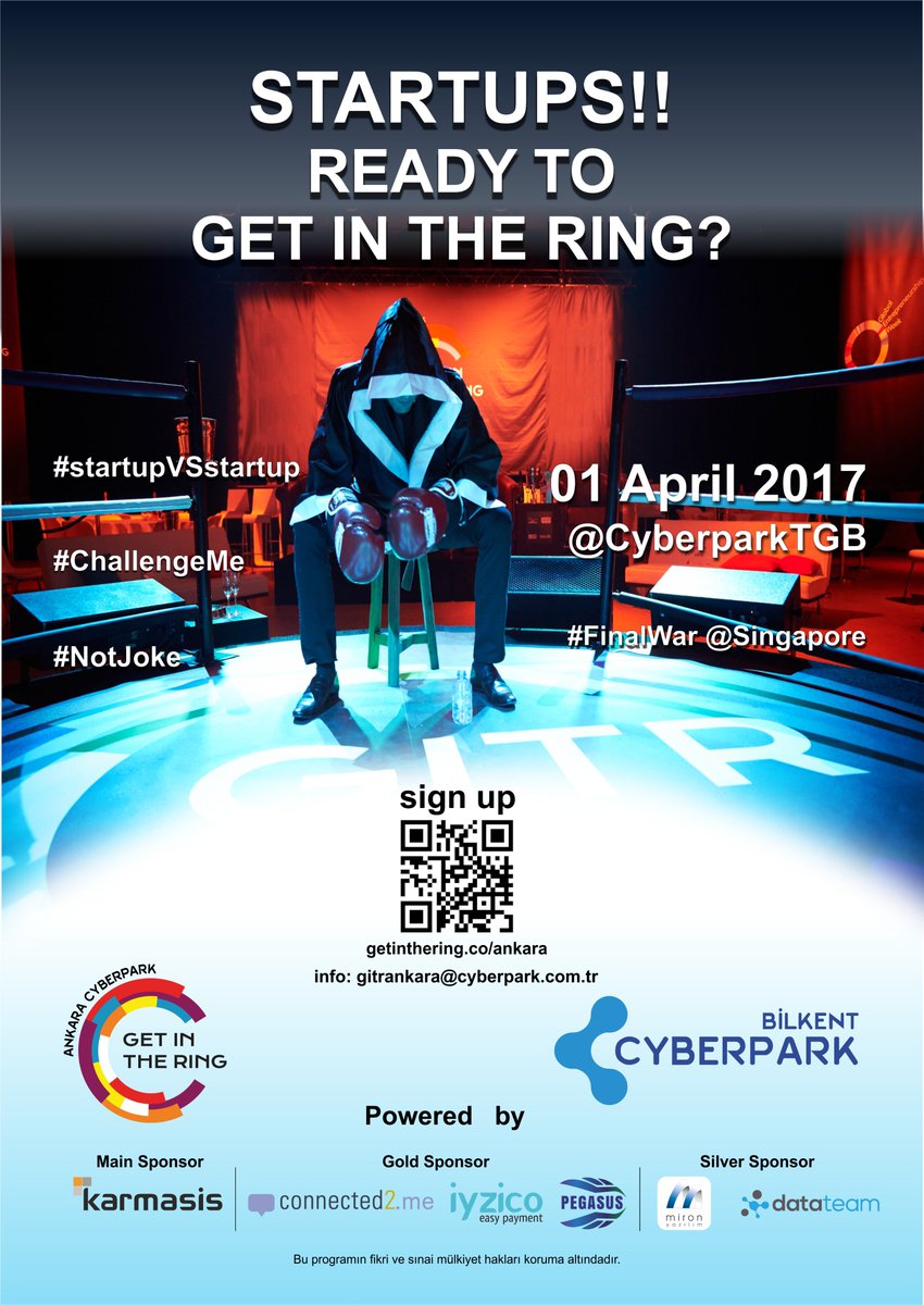 #GITR #Ankara #CYBERPARK <a href="/KarmasisBilisim/">Karmasis</a>, <a href="/connected2me/">connected2.me</a>,@iyzico_com,#PegasusBilişim,@datateamsocial &amp; #Miron sponsorluğu ile 1 Nisan'da 💪