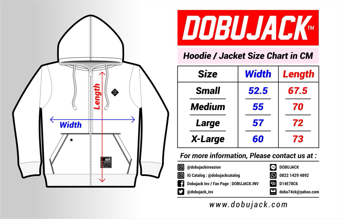 Size Chart Hoodies DOBUJACK